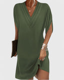 Saskia - Draped V-Neck Shift Dress