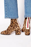 Cordelia - Leopard Print Block Heel Ankle Boots