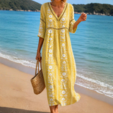 Soft Yellow Floral Midi Dress