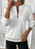 Tessa - Cable-Texture Quarter-Zip Jumper