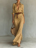 Florence - Belted Collared Maxi Shirt Dress