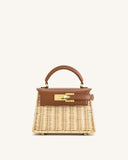 Elise Weaving  Handbag - Brown Rattan