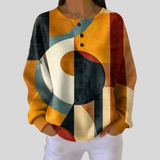 Verity - Geometric Print Waffle-Texture Top