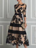 Eleanor - Floral Lace A-Line Midi Dress