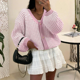 Orla - Two-Tone Waffle Knit Cardigan