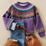 Harriet - Purple Fair Isle Yoke Jumper