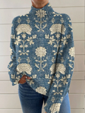 Genevieve - Floral High-Neck Knitted Jumper