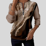 Saskia - Vintage Print Half-Zip Sweatshirt
