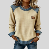 Hattie - Patchwork Waffle Knit Sweatshirt
