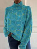 Saskia - Circle Print Roll Neck Jumper