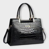 Helena - Glossy Croc-Effect Structured Handbag