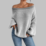 Maeve - Striped Off-Shoulder Knit Jumper
