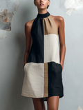 Ottilie - Colourblock Halter Mini Dress