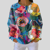 Mabel - Floral Waffle-Knit Sweatshirt