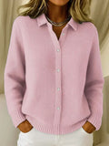 Helena - Textured Knit Shirt Cardigan