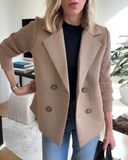 Hazel - Contrast Knit Sleeve Blazer