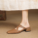 Isobel - Square-Toe Block Heel Mules