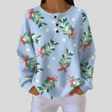 Rosie - Waffle Texture Mistletoe Print Sweatshirt