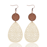 Vintage Style Hollow-Out PU Leather Drop Earrings,