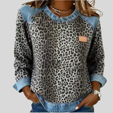 Rhiannon - Animal Print Contrast Trim Jumper