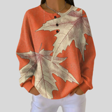 Beatrice - Autumn Leaf Waffle-Knit Sweatshirt