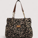 Darcie - Leopard Print Woven Tote Bag