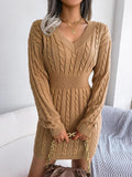 Imogen - Cable Knit V-Neck Jumper Dress
