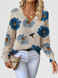 Verity - Floral V-Neck Knitted Jumper