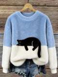 Frankie - Cat Print Oversized Sweater