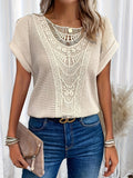 Clara - Round Neck Lace Trim Top