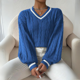 Bronwen - Cable Knit V-Neck Jumper