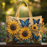 Flora - Quilted Sunflower And Butterfly Tote Bag
