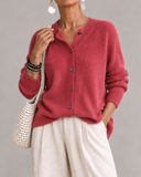 Elodie - Round Neck Button Front Cardigan