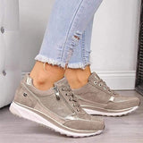 Faye - Zip-Detail Wedge Trainers