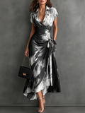 Arabella - Abstract Print Wrap Midi Dress