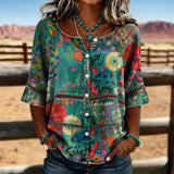 Cecilia - Vintage Floral Button-Front Blouse