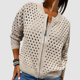 Margot - Open-Knit Zip-Front Cardigan