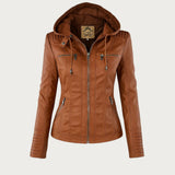 Cordelia - Elegant Hooded Biker Jacket