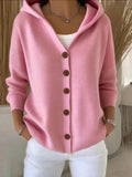 Maeve - Hooded Button-Front Knit Cardigan