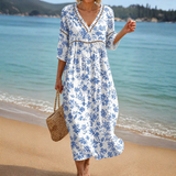 Classic Blue Floral Beach Dress
