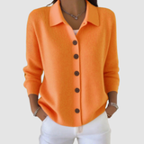 Genevieve - Collared Button-Up Knit Cardigan