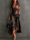 Genevieve - Abstract Print Wrap Midi Dress