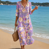 Violet Floral Midi Dress