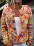 Harriet - Floral Knitted Button-Front Cardigan
