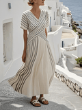 Sienna - Striped Wrap-Effect Maxi Dress