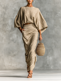 Isobel - Batwing Sleeve Top And Maxi Skirt Set