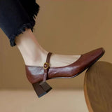 Darcie - Buckled Block Heel Mary Jane Shoes