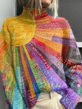 Cecilia - Sunburst Print Polo Neck Jumper