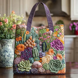 Primrose - Quilted Succulent Garden Tote Bag