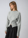 Francesca - Soft Grey Half-Zip Knit Jumper
